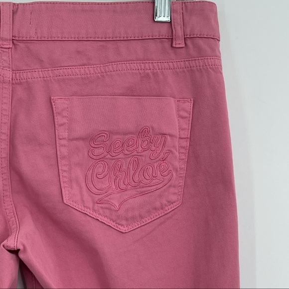 See by Chloe Capri Skinny Pants Womens 31 Pink Spring Summer Preppy Designer - Picture 2 of 12